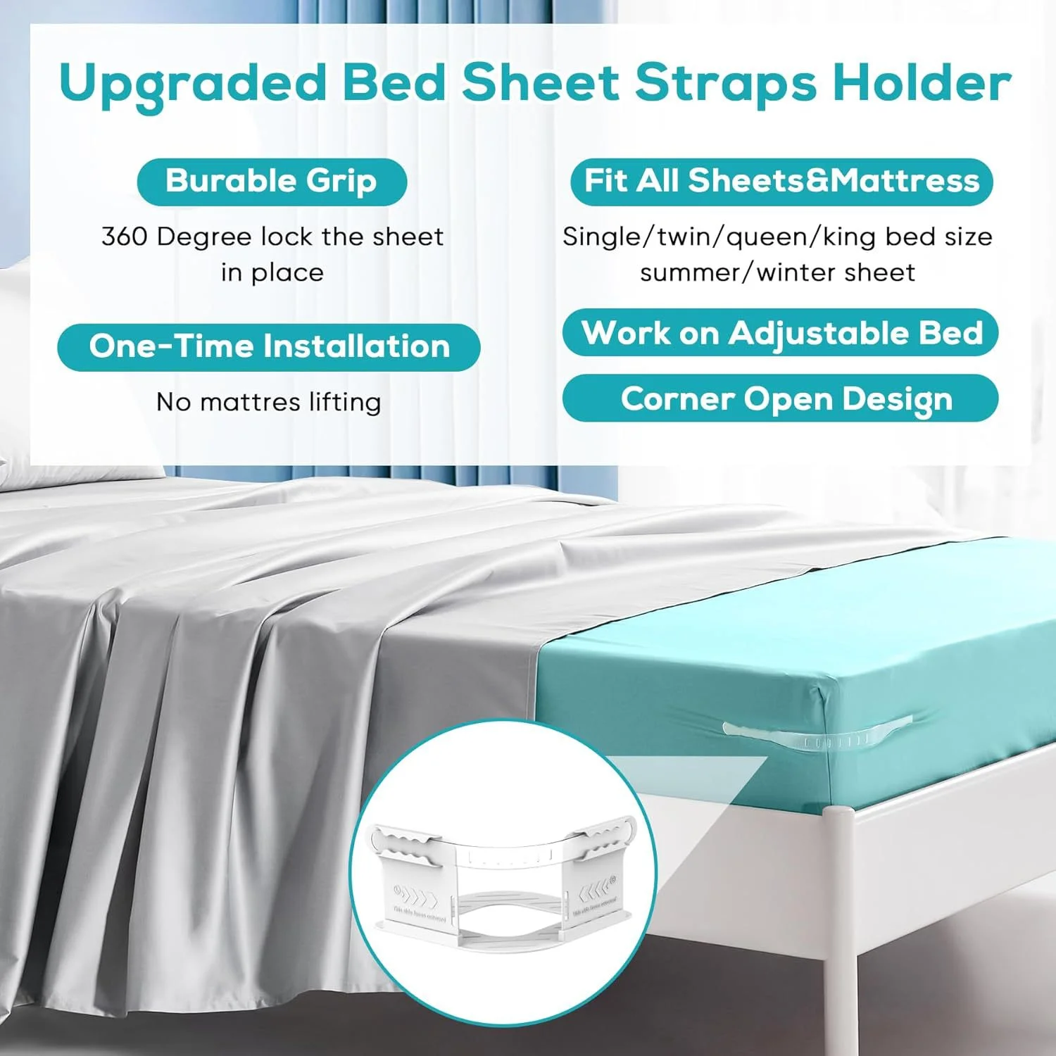 Heavy Duty Bedsheet Corner Tightener Clips 4pcs Bed Sheet Grippers For Protector bed sheet holder bed sheet clips sheet clips