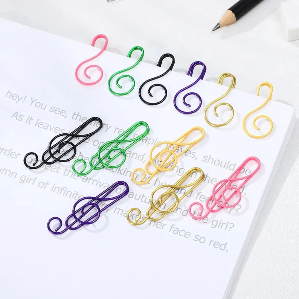 20PCS/Set Creative Paper Clips Music Note Shaped Metal Binder Clips Rose Gold Mini Index Bookmark