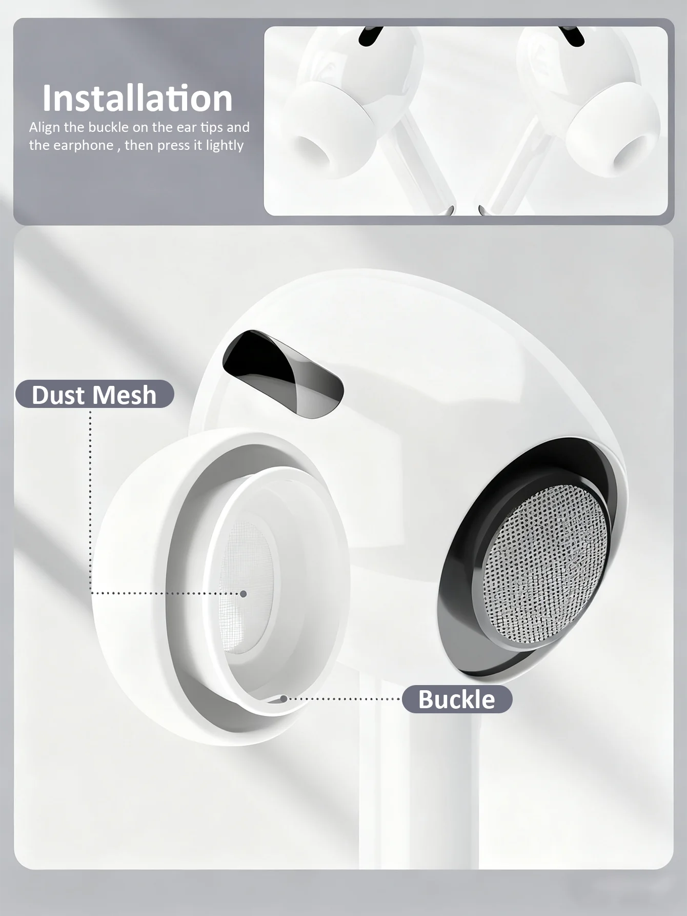 Non-Slip Silicone Earbud Covers with Noise-Cancelling Design and Portable Case (Set of 4 Pairs in Various Sizes)
