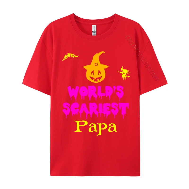 Men 2024 Popular Casual Tops Shirts Crew Neck Summer Fall All Cotton T-shirts Camisa Short Sleeve Printed Tee Shirts World s Scariest Papa Halloween Costume Lazy Easy red