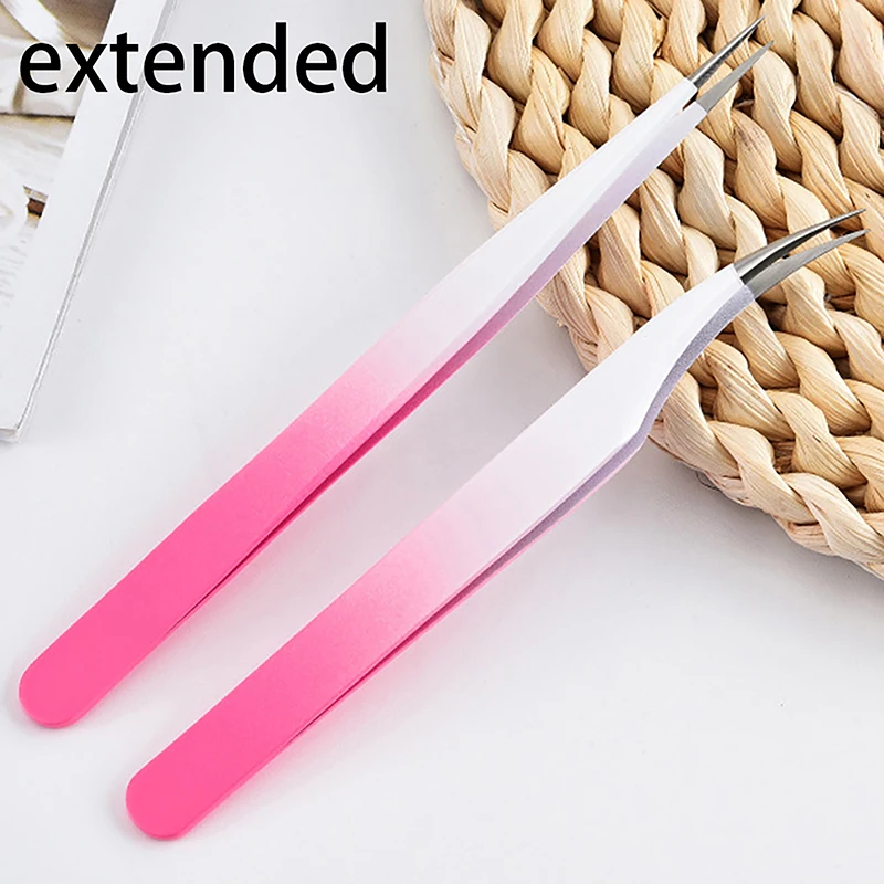 Eyelash Tweezers Extension Gradient Stainless Steel Superhard Tweezers With Fiber Tips High Precision Ant-Static Tweez eyelash tweezers