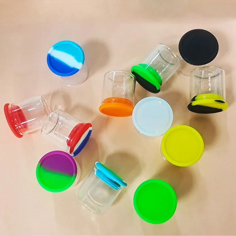 2Pcs 15ml Glass Storage Jar Glass Storage Container With Silicone Lid Storage Box Spice Ingredient Bottling Christmas/birthday Gift