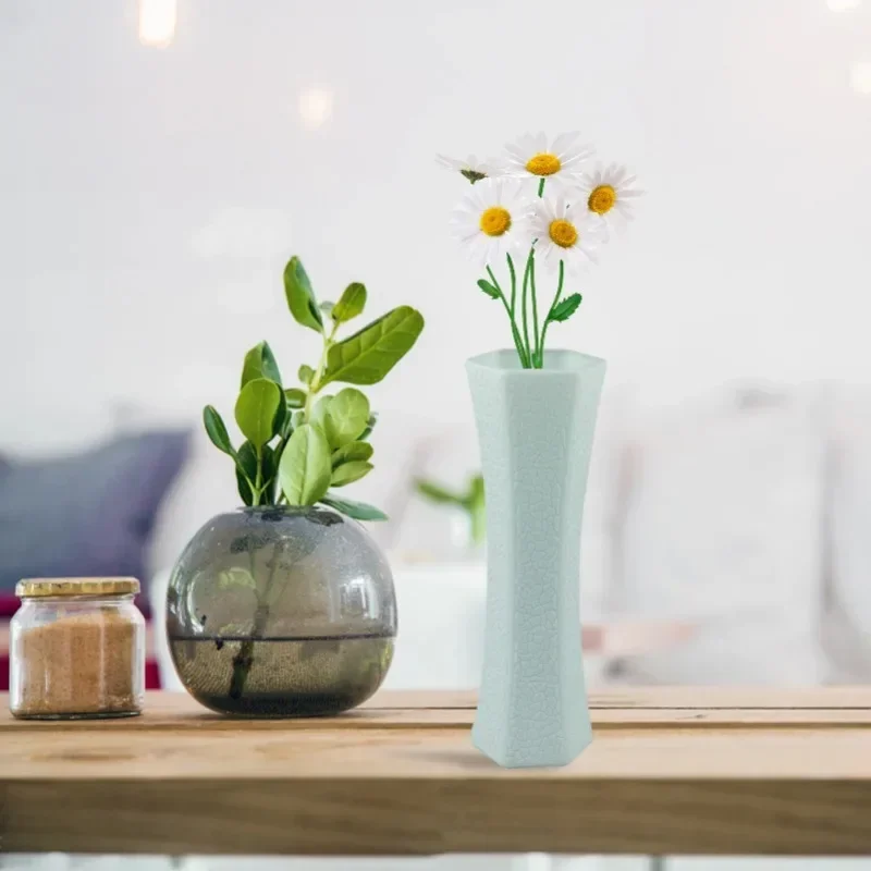Nordic Plastic Flower Vase Set - Durable Artificial Flower Decor for Home Office Modern Light Luxury