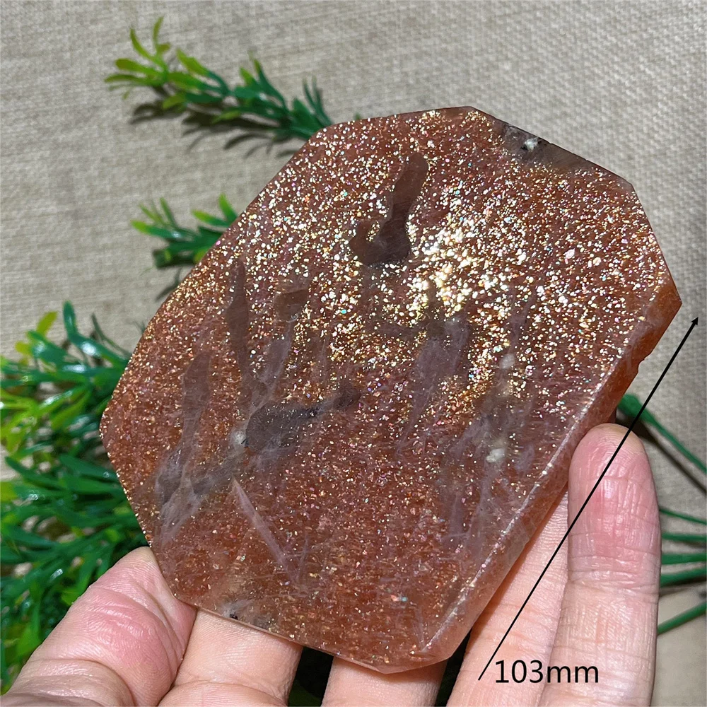 Sun Gold Flash Sunstone Slab Slice Quartz Natural Crystal Home Decoration Mineral Quartz Gemstones Minerals  Spiritual+Stand 5