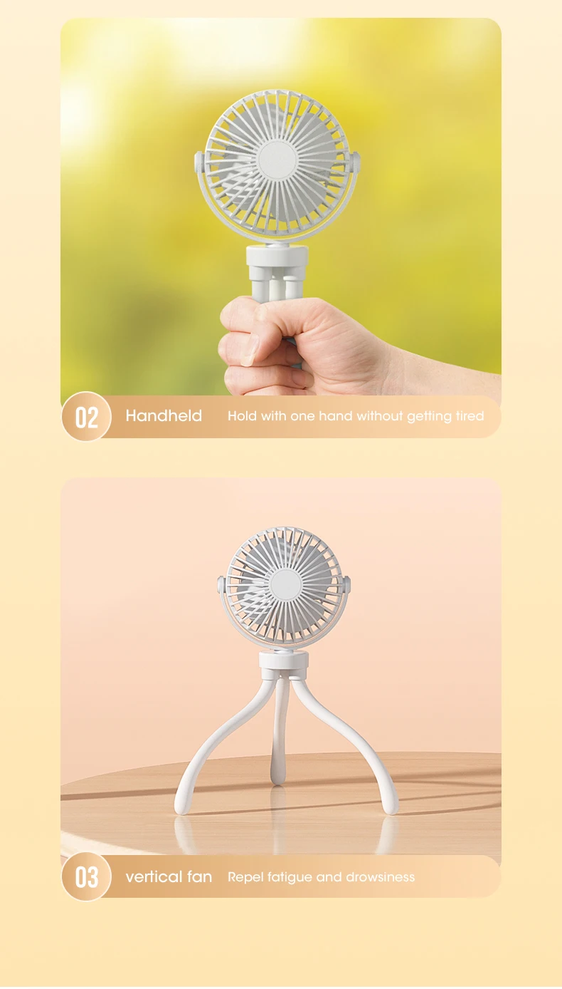 Mini Ventilateur Portable à Clipser Pour Poussette, écran LED, Trépied Flexible Rotatif à 360°, Petit Ventilateur Personnel Rechargeable Pour Siège De Voiture, Berceau, Tapis De Course, Voyage