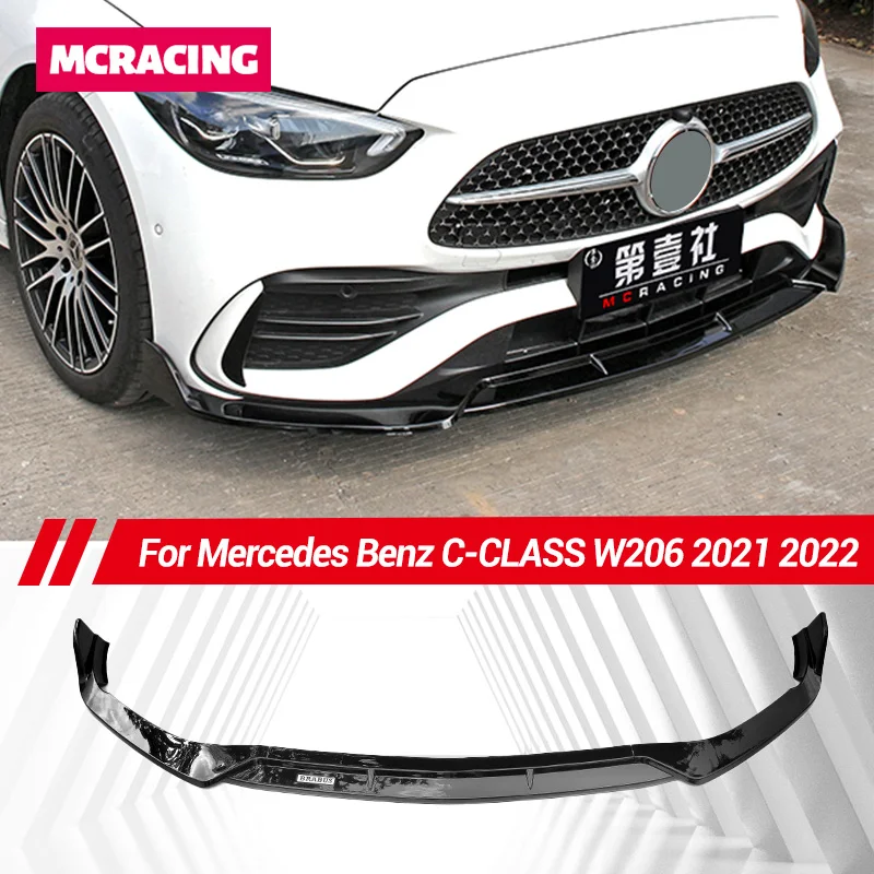 For Mercedes Benz C-CLASS W206 2021 2022 Front Bumper Lip Chin Trim Guard  Splitter Decoration Tuning Accessories Body Kit