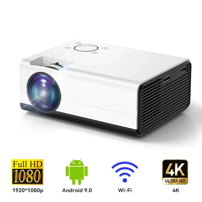 T01 Mini 1080P Projector Full HD 4D Keystone Android 9.0 WIFI for Smartphone Video 4K Proyector 200inch Home Cinema vchip yg300 mini projector portable led proyector support 1080p for home theater mini beamer for phone smartphone kids gift