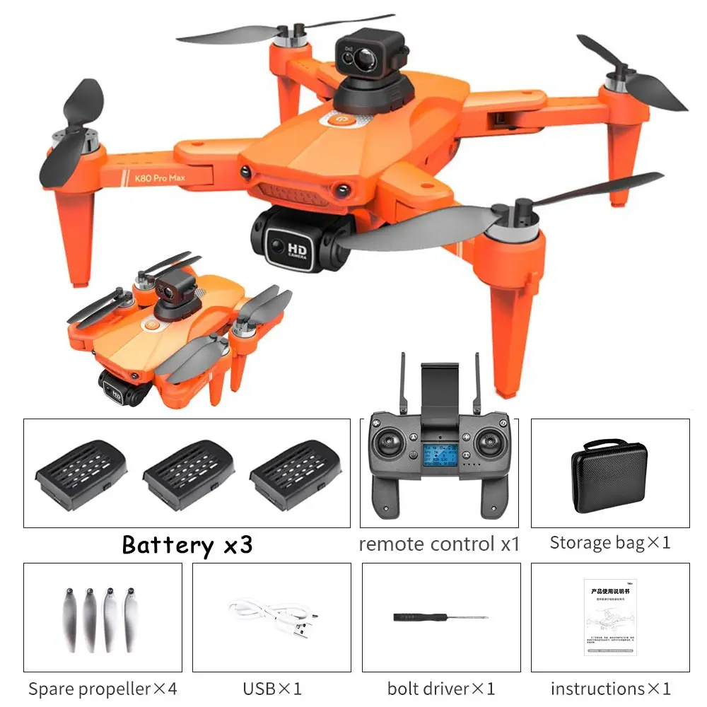 RC Quadcopter medium K80 MAX GPS 5GHz RC Drone 8K Multifunction Professional Obstacle Avoidance Dual HD Camera Brushless Motor Quadcopter Toys Boy rc quadcopter with camera RC Quadcopter