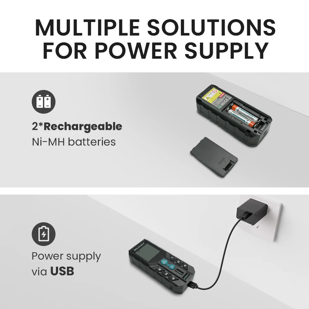 MILES AND MILES　レーザーディスク Mileseey-充電式レーザーメーター、デジタル角度付き距離計