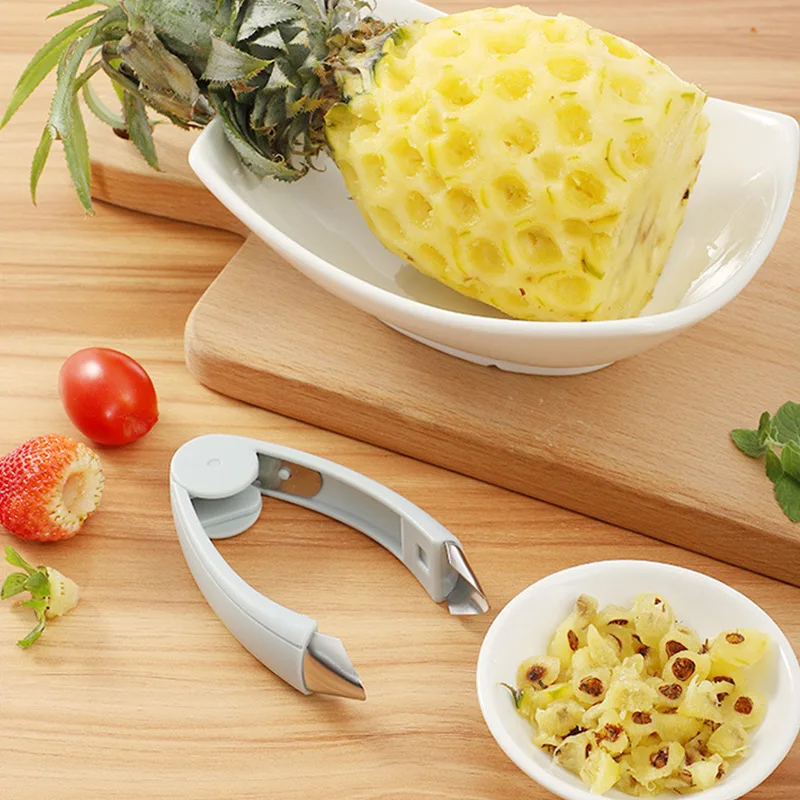 Stainless Steel Pineapple Eye Peeler Knife Pointed Strawberry Seed Remover Clip Cutter Tweezers Fruit Food Tools For Kitchen