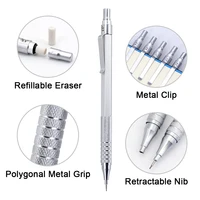 Metal Mechanical Pencil Set with 2B Lead Refill Drafting 0.5 0.7 0.9 2.0 MM Automatic Pencil For School Writing Art Supplies 3