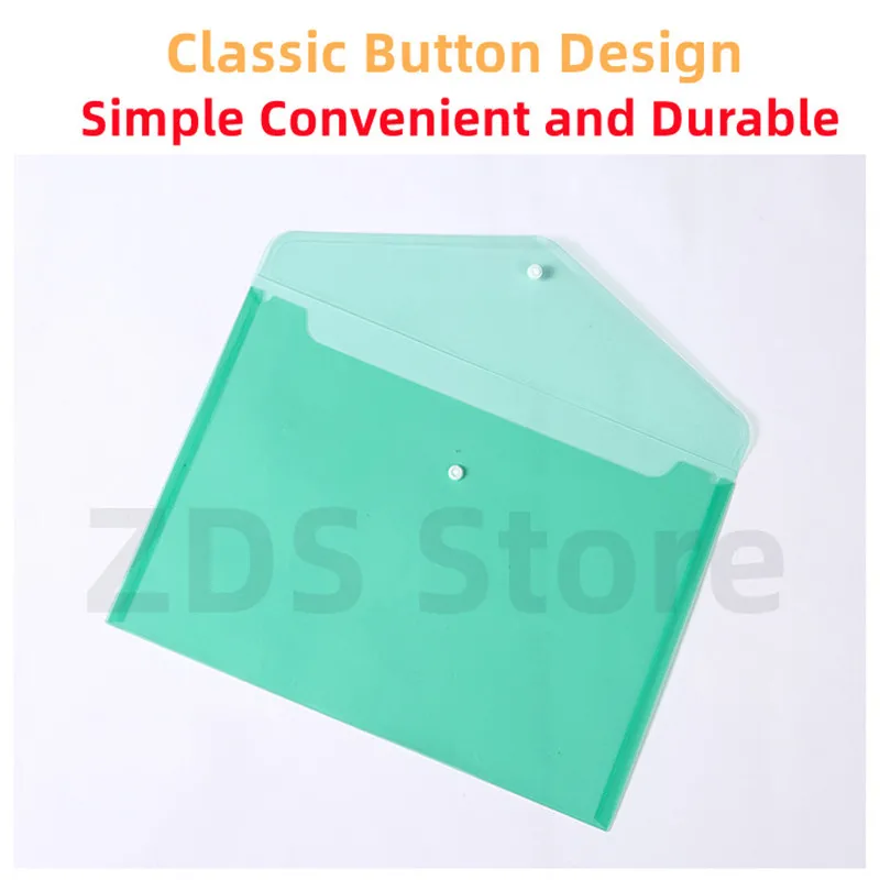 A4 10PCS Plastic Button File Folder Student Test Paper Storage Pouch for Documents Organizer file bag office folder binder folder