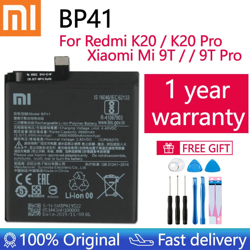 Xiao Mi Original Phone Battery BP41 4000mAh for Xiaomi Redmi K20 / Mi ...