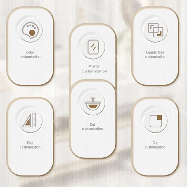 อ่างล้างหน้าติดผนังคุณภาพสูง ทำจากหินอ่อนเผา ป้องกันน้ำ พร้อมกระจกและตู้ 6