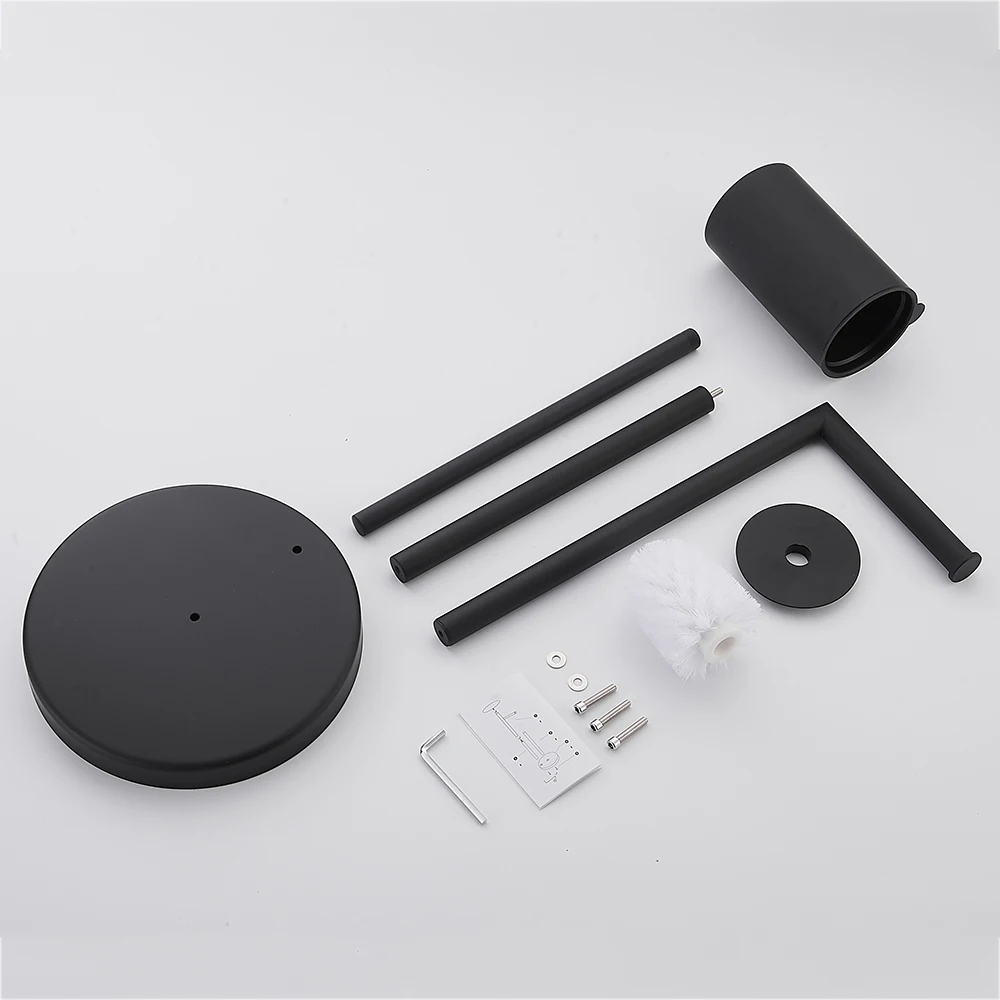 Bathroom accessories toilet brush set toilet brush holder floor standing toilet paper holder 304 stainless steel integrated bathroom accessories toilet brush holder cleaning tools
