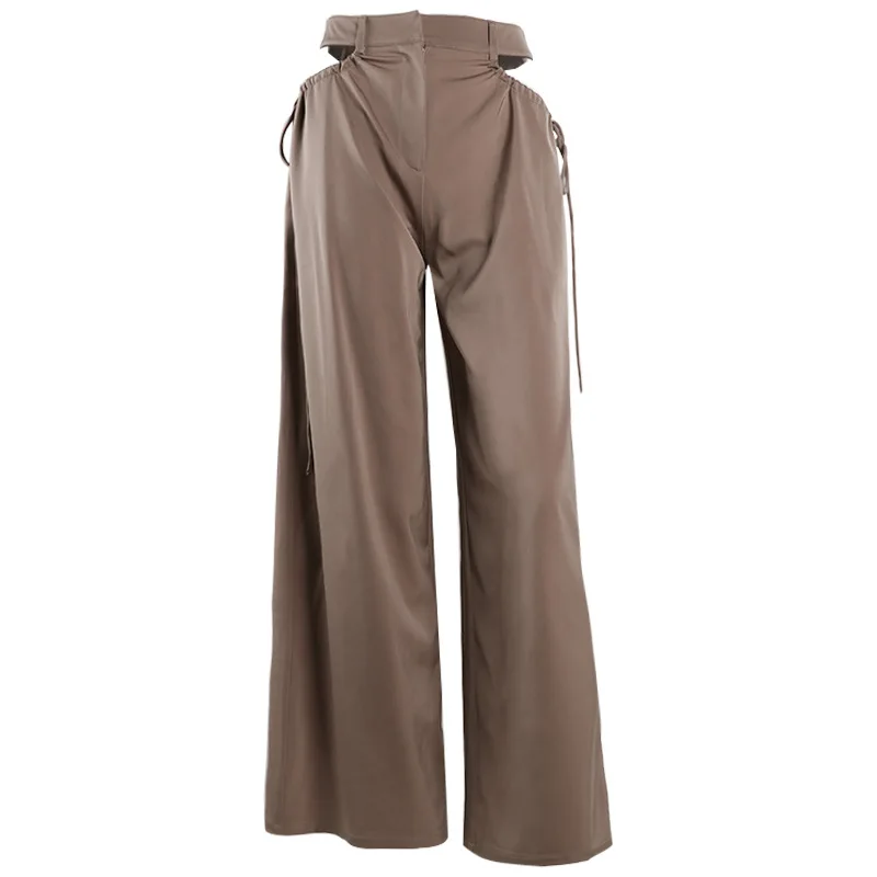 Women's Summer Straight High-waisted Casual Leggings Pants Thin Loose High-street Trouser All-match Style Harlan Pure Long Pants