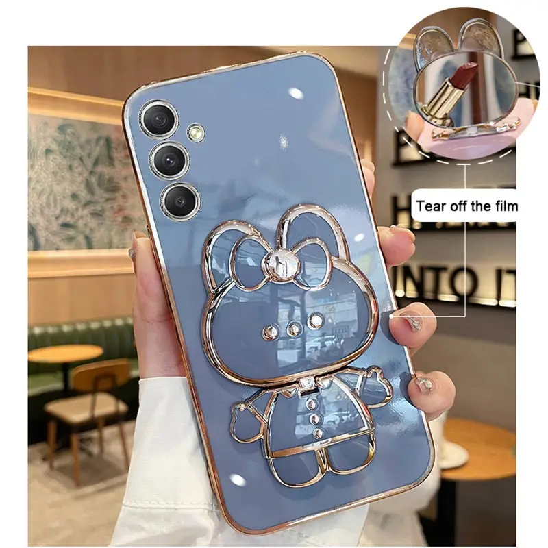 Premium Mirror Plating Phone Holder Case with Stand Cover – Stylish Protection