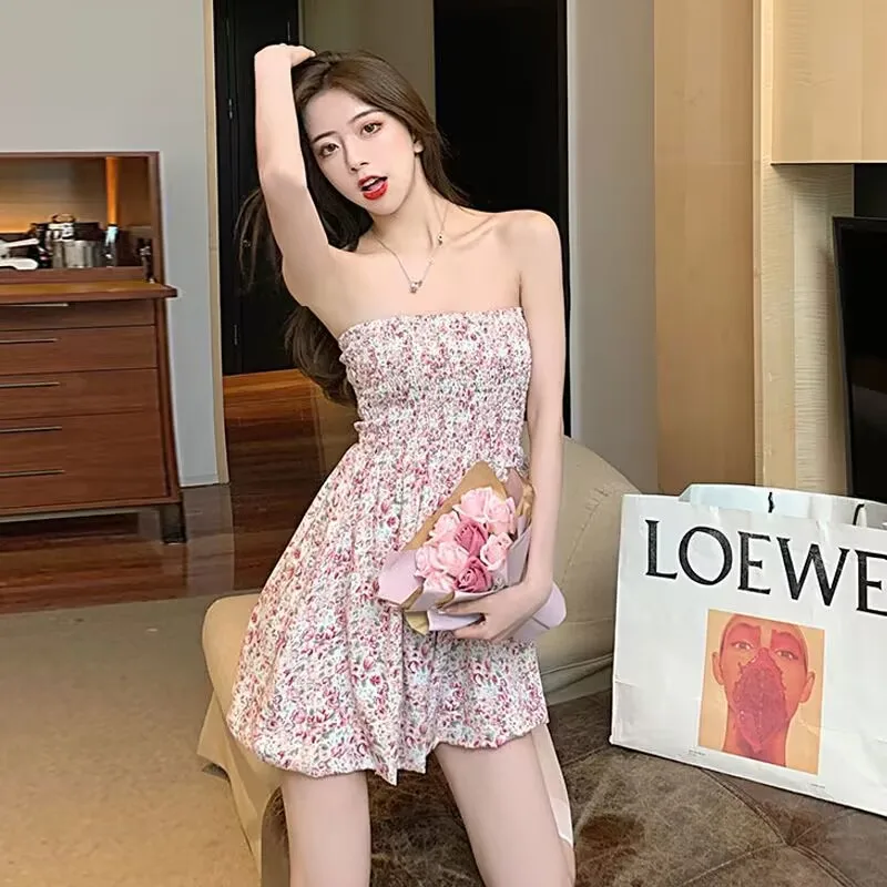 

Summer Derss 2023 Sexy Slim Kawaii Princess mini Dress Women Japanese Sleeveless Sweet Girl Floral Dress Casual Korean Clothing