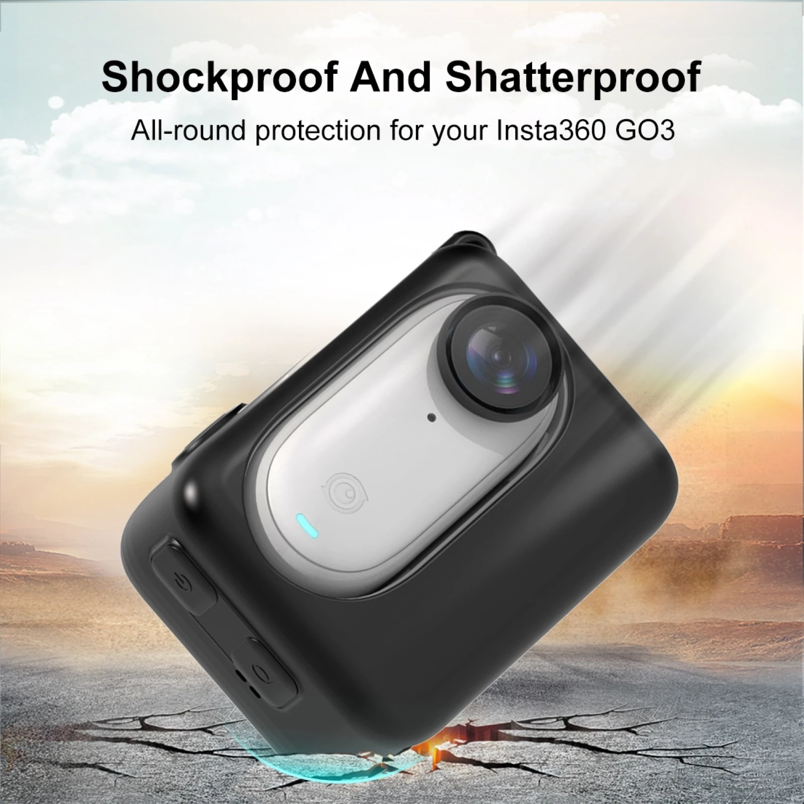 Étui Silicone Protection Pour Insta360 GO 3S – Avec Bouchon D’objectif Et Sangle, Coque Complète Anti-rayures
