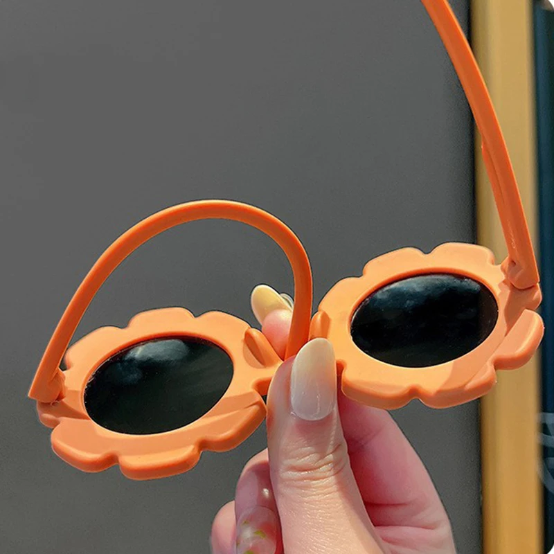 Korean Flower Frame Sun Glass for Girls Boys UV400 Protection Sunglass Cute Children Kids Decorative Mirror_voghion.com