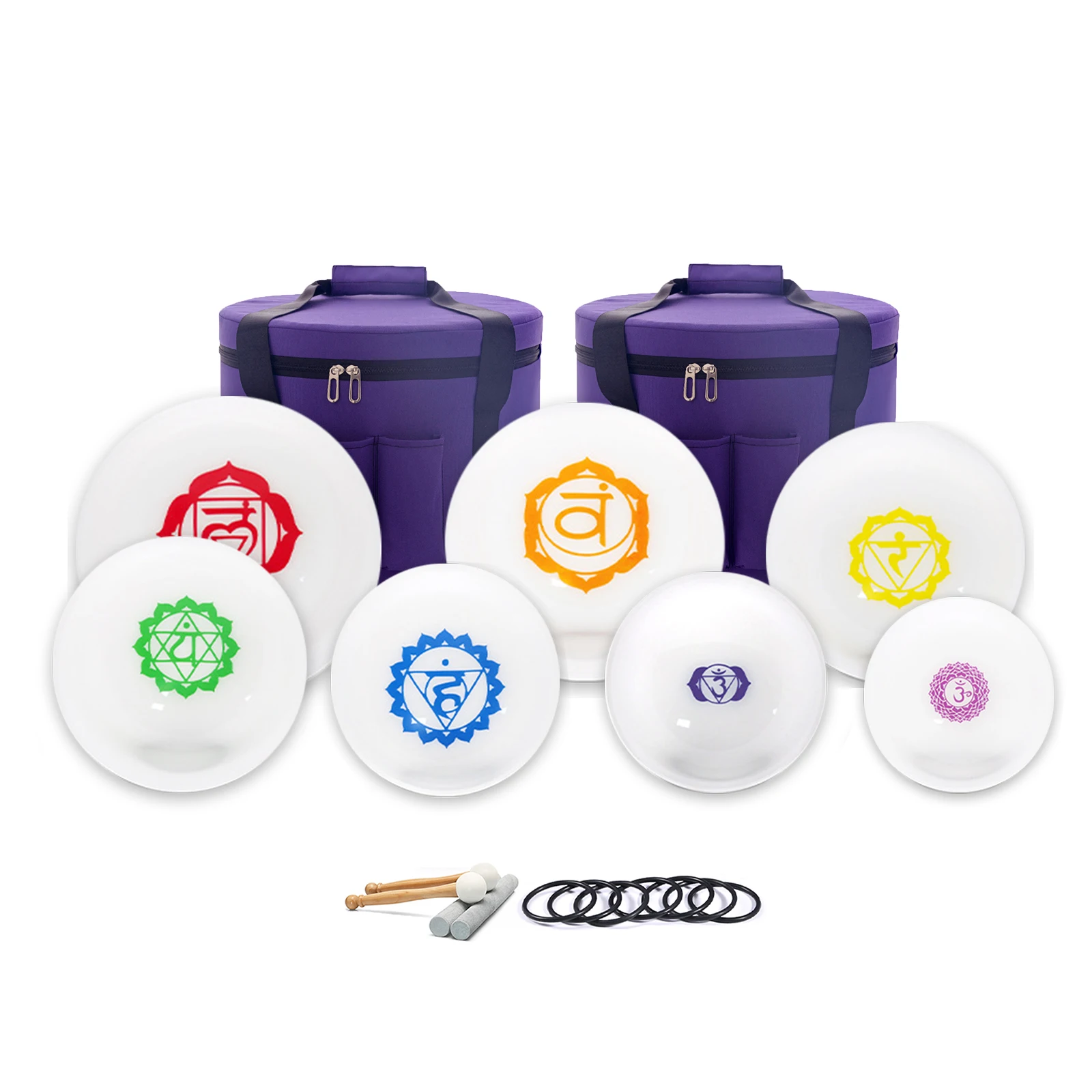 

Hye-eun 7 Pcs Crystal Sing Bowls Chakra Set 6-12 Inch Sound Healing With 2pcs Heavy Duty Carrying Cases Suede Sticks for Yoga