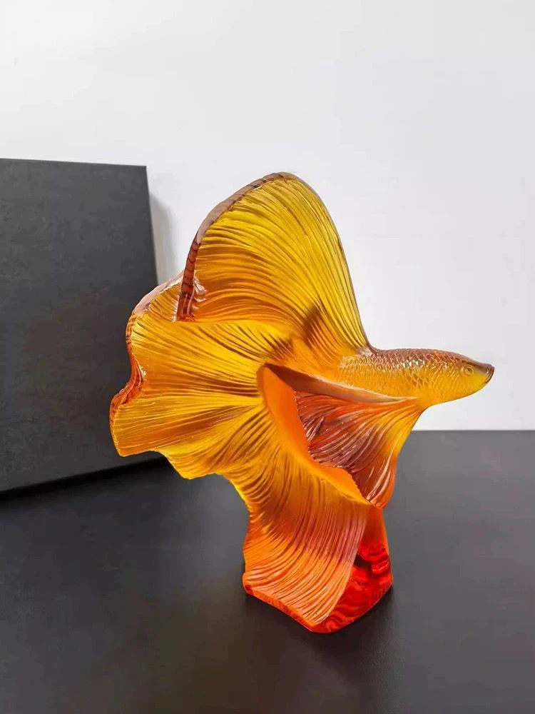 

European style luxury crystal art, peacock fish sculpture, home, living room, tabletop decoration, housewarming, wedding, gift g