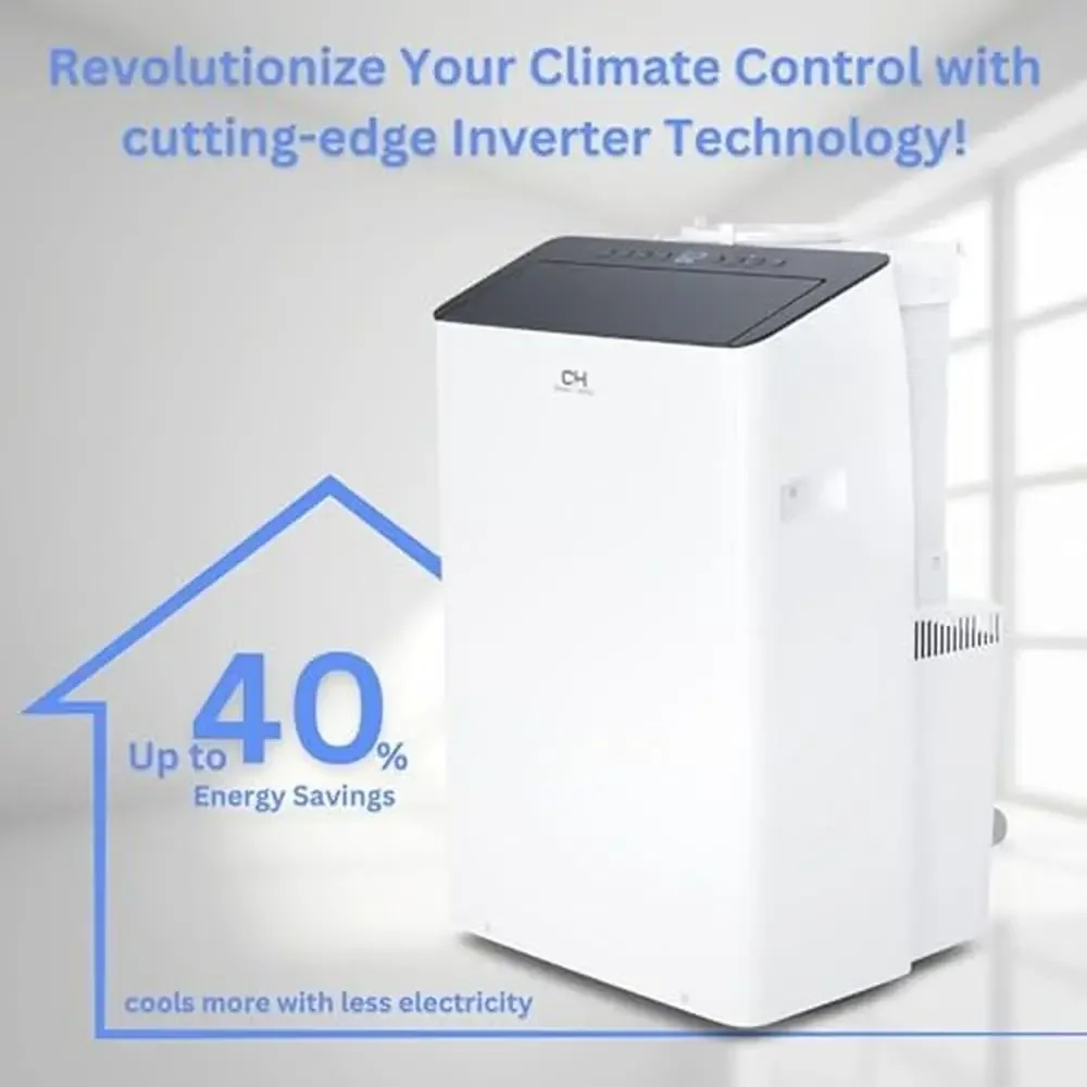 Portable Air Conditioner Heater 14000 BTU Inverter Dual Hose Dehumidifier Fan Compact Design Efficient Cooling & Heating 6