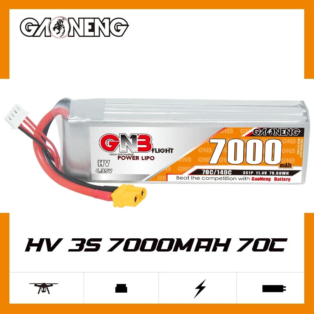 

GAONENG GNB 7000mAh HV 3S 70C 140C 11.4V XT60 LiPo Battery Remote Control Tank Losi Buggy Team Associated Truggy RC Truck