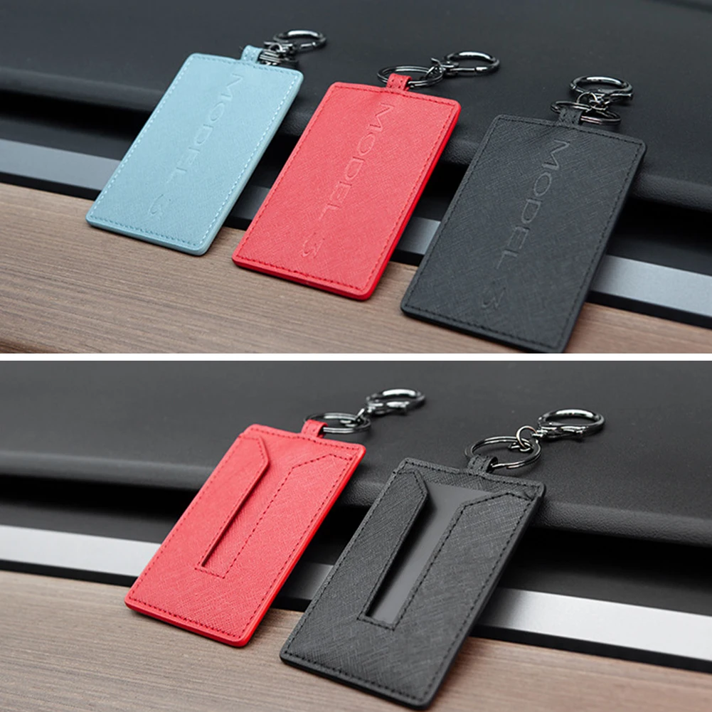 Key Card Holder For Tesla Model Y Light Leather Protect Scratch
