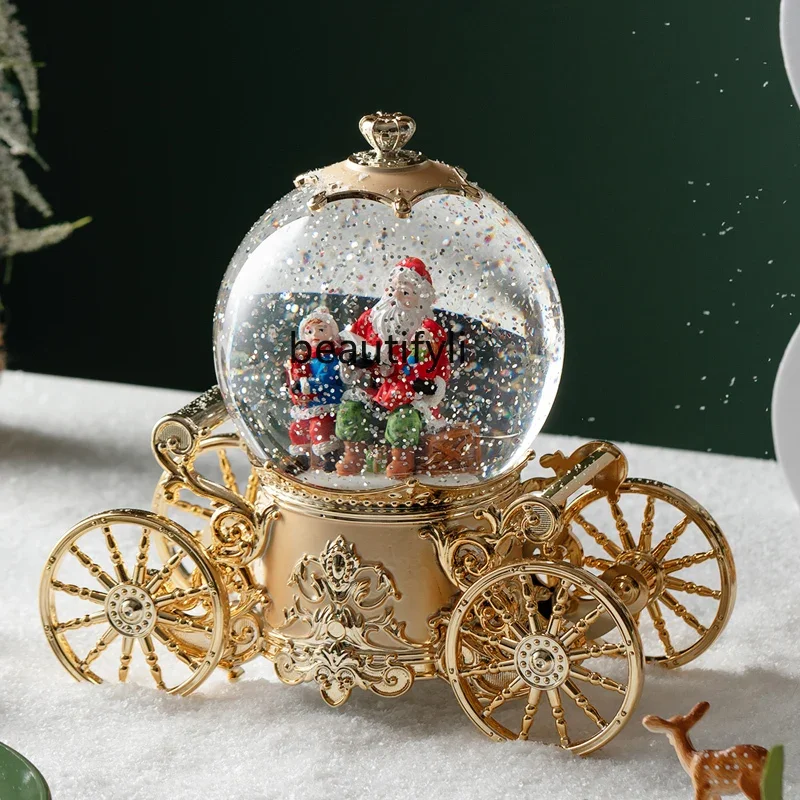 Christmas music box carriage music crystal ball snowman children birthday gift girl gift
