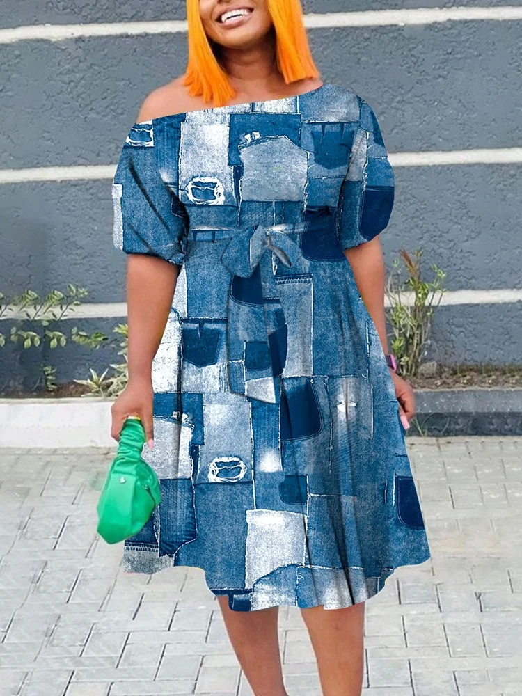 Wmstar Plus Size Dresses for Women Print Elegant  Bandage Fashion Maxi Dress New in Summer Clothes Wholesale Dropshipping 2024