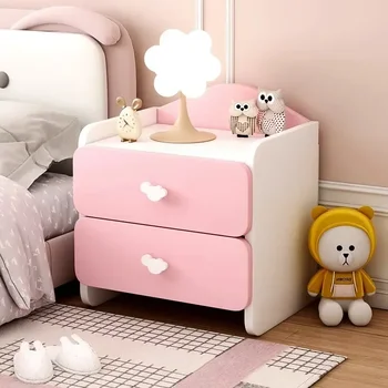 Comodino moderno con doppi cassetti Comodino per bambini carino Armadietto bianco multifunzionale per camerette di ragazze 1