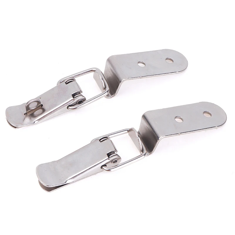 90 Degrees Duck-mouth Buckle Hook Lock Iron Spring Loaded Draw Toggle Latch Clamp Clip Silver Hasp Latch Catch Clasp
