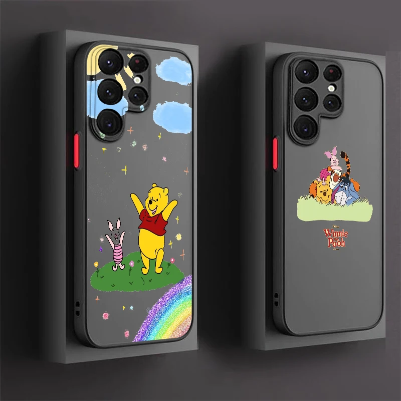 Disney Honey Winnie Bear Per Samsung S24 S23 S22 S21 Ultra S20 Fe S10 Plus Lite 4G 5G Custodia Per Telefono Traslucida Smerigliata