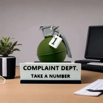 1 Piece with Two Color Options to Choose From, Complaint Department Desk Sign, 3D Printed Prank Gift, Fun Grenade-Shaped Complaint Department Desk Sign Decoration, Interesting Office Decoration Ornament, Gift for Colleagues and Bosses 1