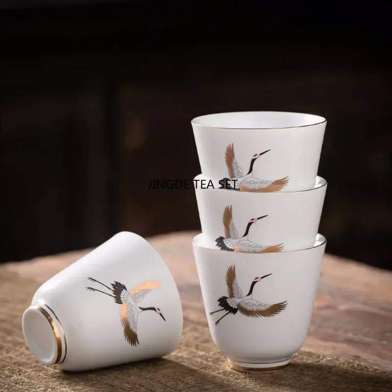 1pcs Chinese Ceramic Tea Cup Hand-painted Bird Pattern Travel Meditation Cup Handmade Tea Bowl Household Tea Set