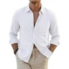 119640-2fc3c7.jpg Long Sleeve Linen Cotton Shirts Premium Korean Loose Lapel Breathable White