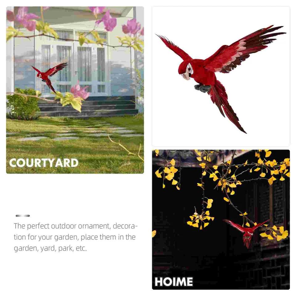 Uccellino Finto Decorativo In Schiuma Con Piume Artificiali, 45 Cm, Colori Misti (rosso/blu/bianco/verde), Per Giardino E Casa - 3