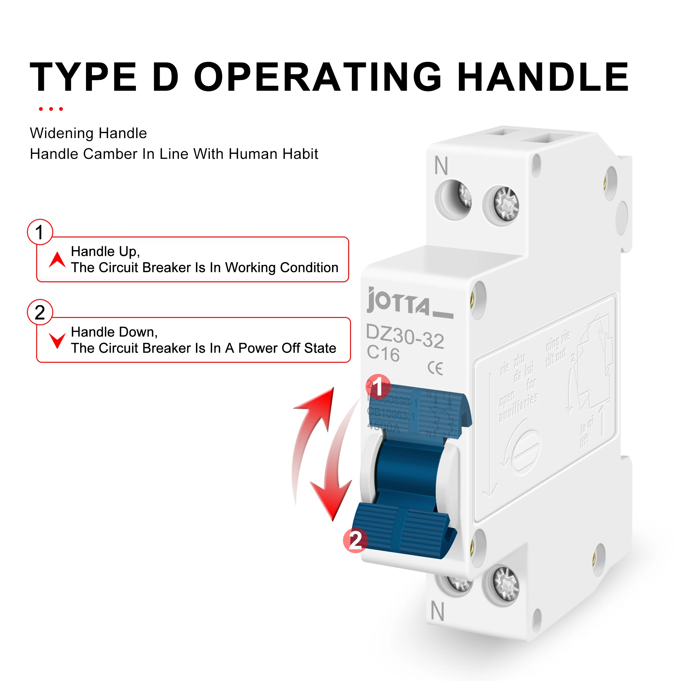 JOTTA Compact Din Rail Miniature Circuit Breaker, 6A-32A Range, Household Air Switch