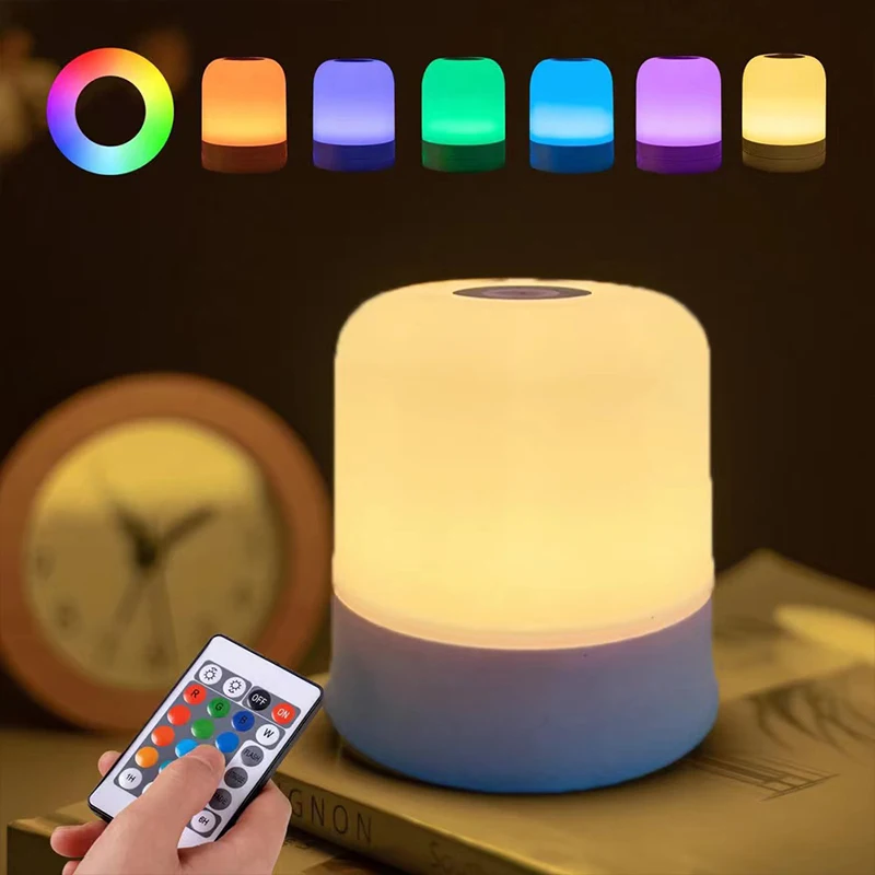 Touch Lamp for Bedroom, Table Lamps Rechargeable Remote Control 16Color Nightstand Light Breastfeeding Sleep Aid Portable