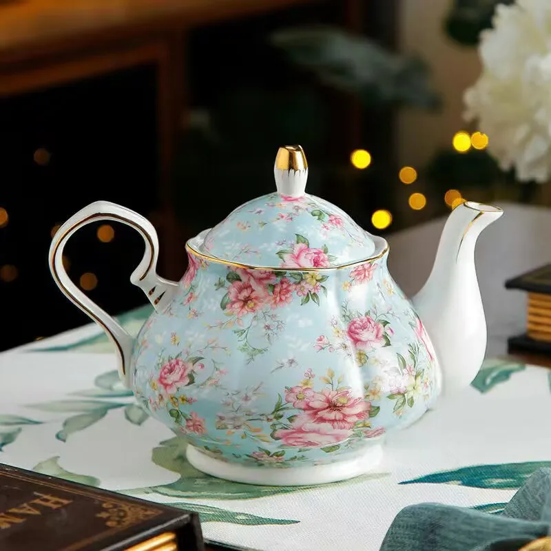 

European Bone China Teapot 900ML English Afternoon Tea Set Teapot High-Grade Porcelain Coffee Pot Heat Resistant Kettle Pot