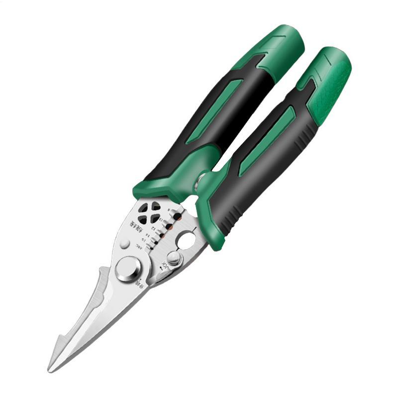 Wire Cutter Wire Crimper High Strength Multifunctional Electrical Wire Stripper Ergonomic Hand Powerful Cable Crimping Scissors