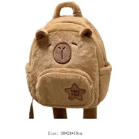 Kawaii Capybara sac à dos en peluche pour femmes polyvalent dessin animé drôle Capibala sac à bandoulière aLrge capacité sac fourre-tout 6
