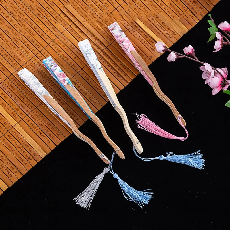접는 팬 중국 스타일 할로우 댄스 꽃 그림 레이스 실크 대나무 핸드 헬드 꽃, 웨딩 용품