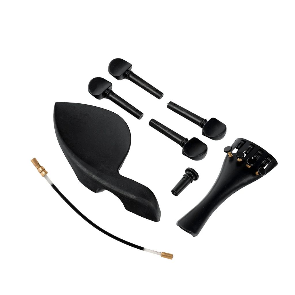 Plastic Violin Tailpiece Set Including Tailpiece+Chinrest+Endpin+Tail Gut+4 Tuning Pegs Beginner Use