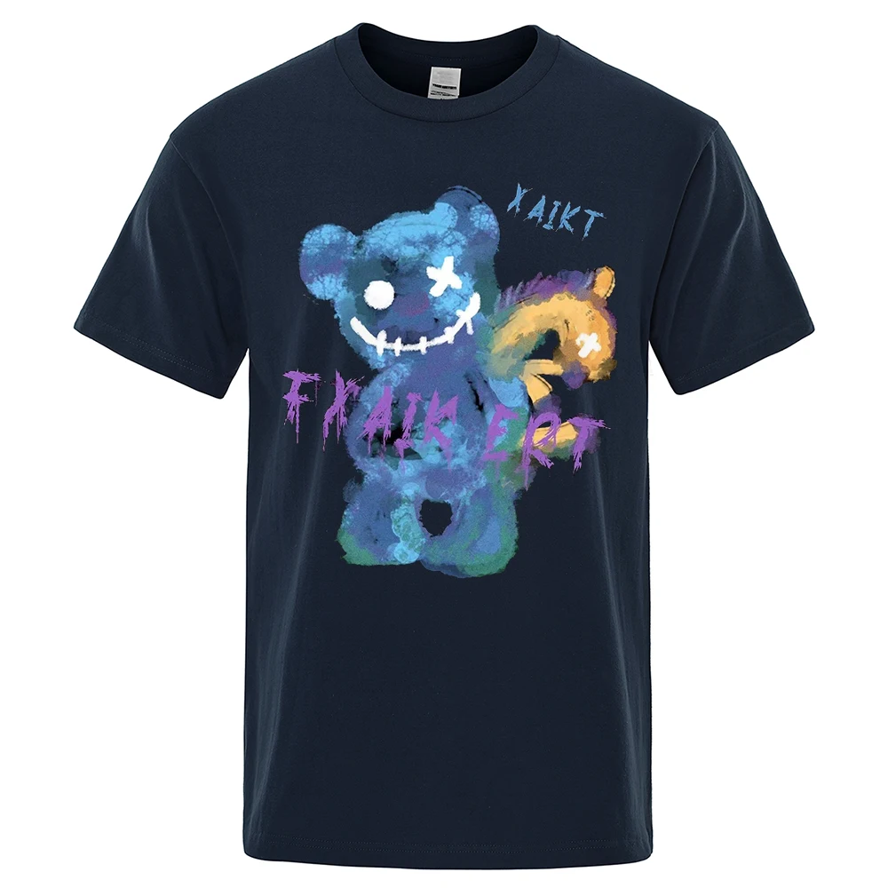 

Y2K Badass Bear Kawaii Mens T-Shirt Cotton Loose Tee Clothing Fashion Sweat Clothes Oversized Menswears Summer High Quality Tops