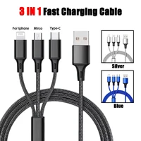 3-in-1 Fast Charging Cable Micro USB/Type C/Lightning 2A