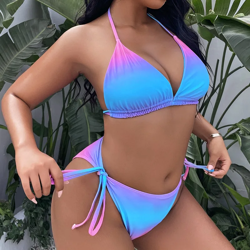 Large size 4xl Bikini 3 Pieces Swimsuit dress Bathing Suit High Waist Swimwear Women Sweet Biquini Sexy Bikini 2022