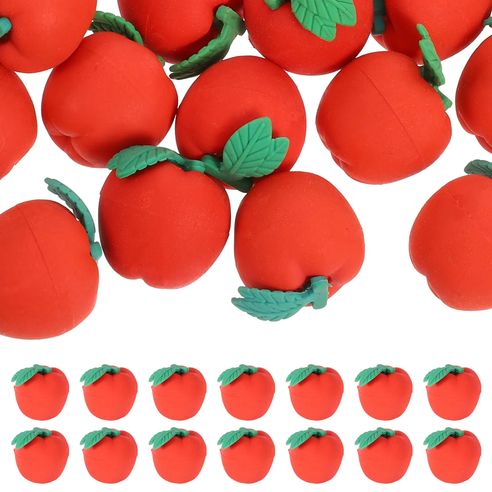 30Pcs 빨간 지우개 미니 과일 모양의 귀여운 연필 지우개 어린이를위한 교실 보상 학생 학교 용품 문구