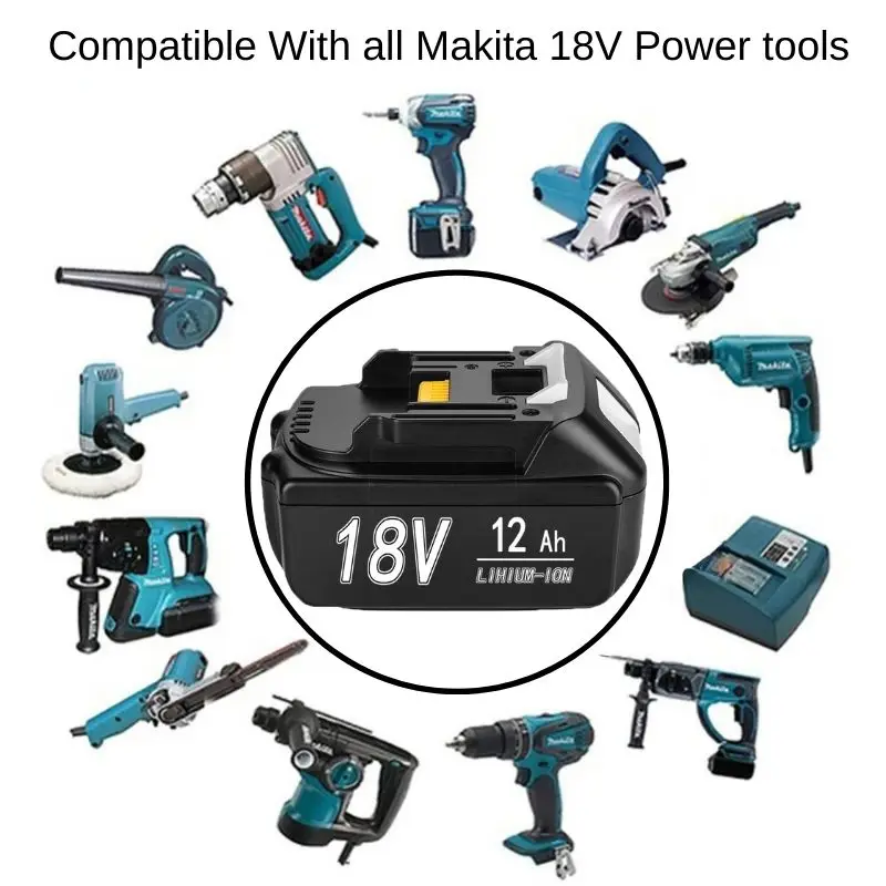 Power tool battery 18V 12.0Ah Makita Original LED lithium ion replacement LXT BL1860B BL1860 BL1850 Makita rechargeable